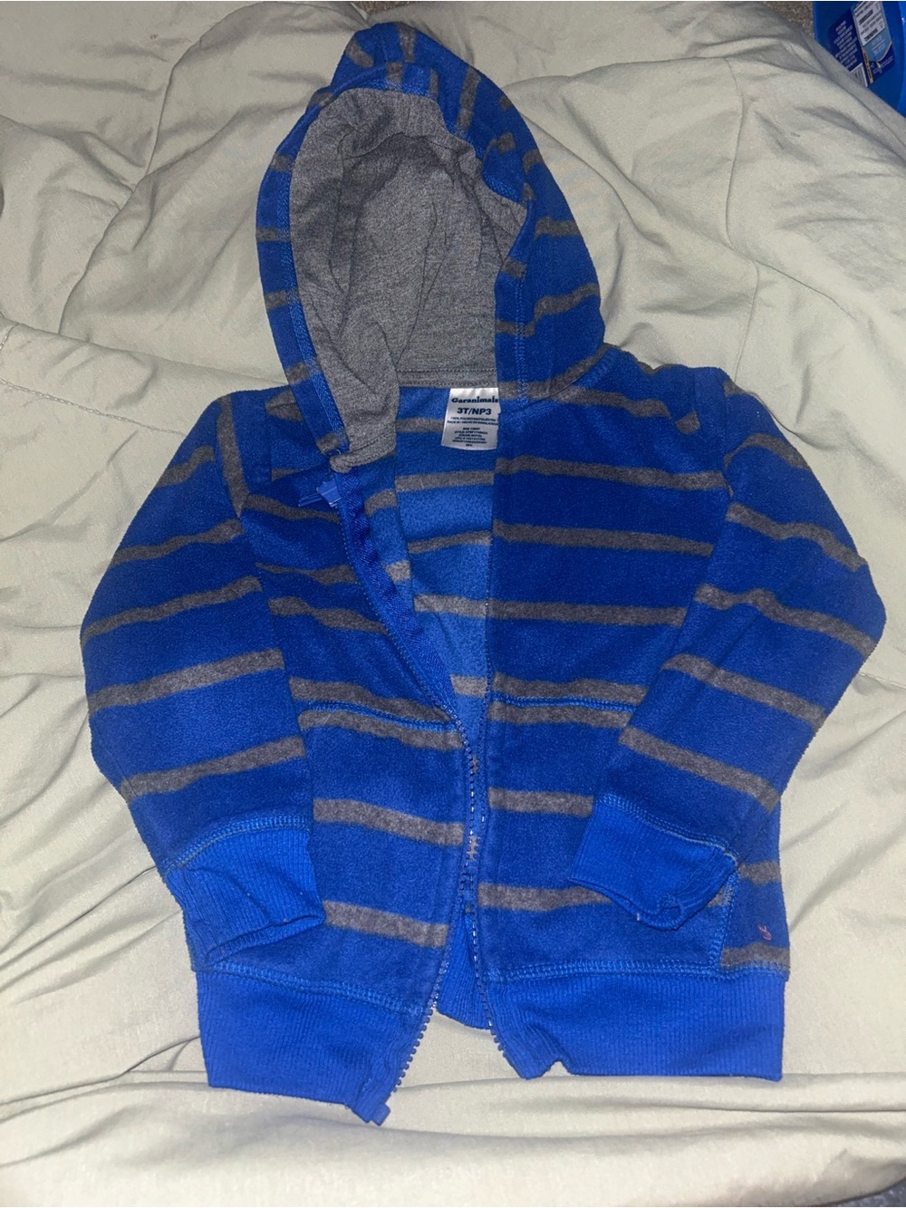 🌼2 for $5🌼 Garanimals Blue & Gray Striped Hooded Zip Sweatshirt